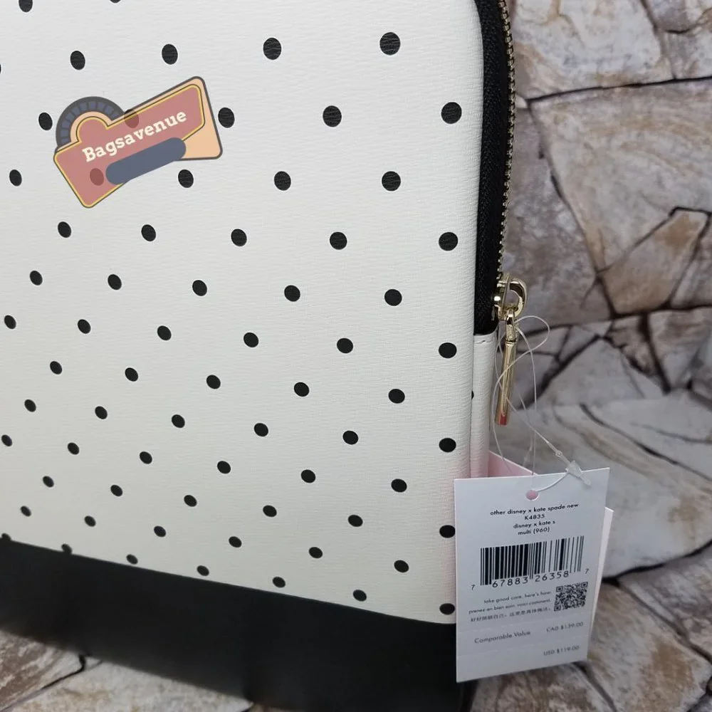 Minnie Mouse Universal Laptop Sleeve Polka Black Dot White Disney Kate Spade